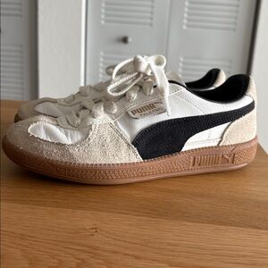 Puma White and Black Suede Sneakers